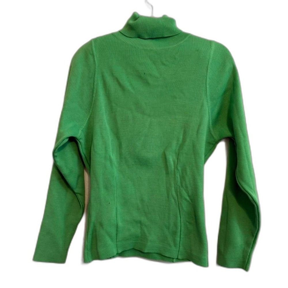 VTG TYROLIA  Green turtleneck sweater with shoulder pads S